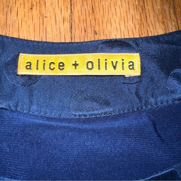 003 Alice + Olivia navy polka dot silk bubble dress - Picture 6 of 7